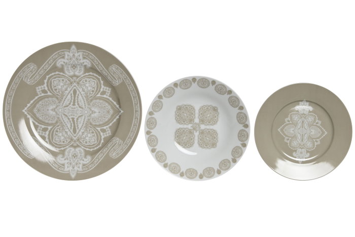 DKD Home Decor Vajilla Delhi 18 Piezas de Porcelana Beige y Blanco DKD Home Decor Vajilla Delhi 18 Piezas de Porcelana Beige y Blanco