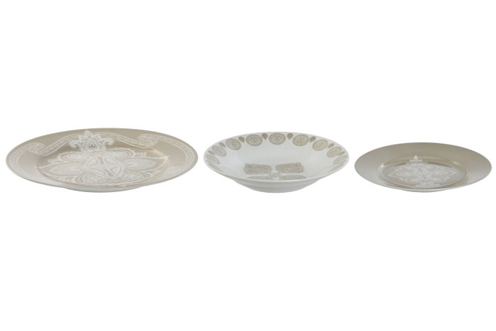 DKD Home Decor Vajilla Delhi 18 Piezas de Porcelana Beige y Blanco DKD Home Decor Vajilla Delhi 18 Piezas de Porcelana Beige y Blanco