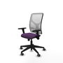 PIQUERAS Y CRESPO Silla de oficina Motilla con mecanismo Sincro, Tela Morada y Malla Blanca, Brazos 3D, Lumbar 1D