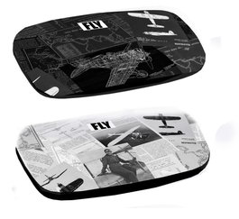 DKD Home Decor Funda de Gafas PU y Metal Colección Aviación Surtido de 3