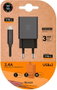 Tech One Tech TEC2423 Cargador de Pared Doble USB con Cable USB-C Negro