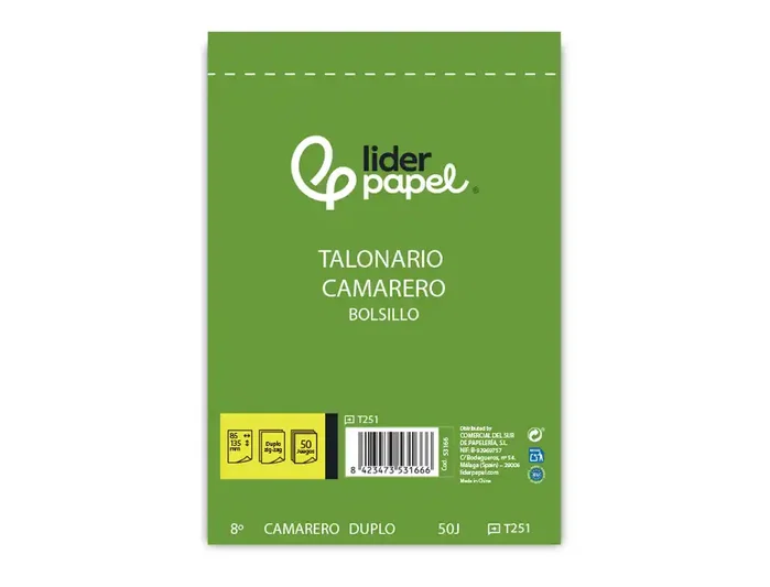 Liderpapel Talonario Camarero Bolsillo Original y Copia T251 Zig Zag Liderpapel Talonario Camarero Bolsillo Original y Copia T251 Zig Zag