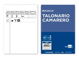 Liderpapel Talonario Camarero Bolsillo Original y Copia T251 Zig Zag