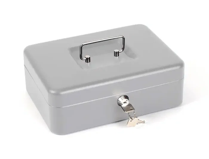 Q-connect Caja caudales 10/ 250x180x90 mm Plata con portamonedas y 2 juegos de llaves