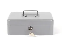 Q-connect Caja caudales 10/ 250x180x90 mm Plata con portamonedas y 2 juegos de llaves