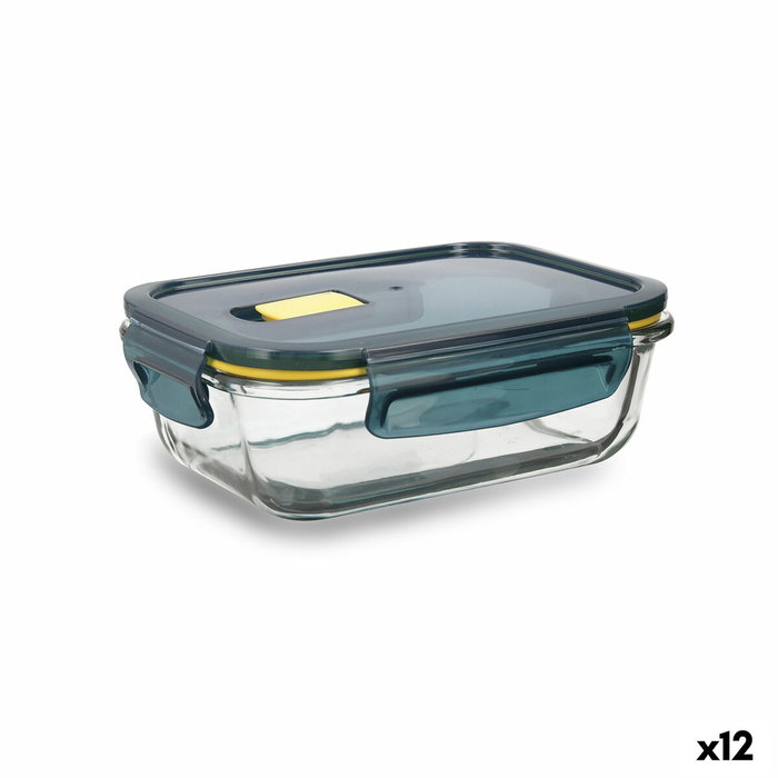 Quid Recipiente Rectangular Astral Vidrio Azul 64 cL (12 Unidades)