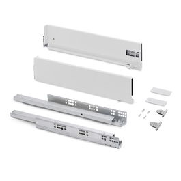 Emuca Cajón exterior Vertex con regulación 3D de altura 131mm, 40kg, profundidad 500mm, Acero, Pintado blanco