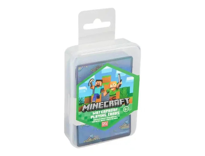 Wondee - Baraja de cartas Minecraft Poker Resistente al Agua - Diseño Oficial con Steve y Alex - Ideal para Juego de Cartas, Exteriores y Viajes