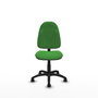 Silla de oficina Algarra con mecanismo Contacto permanente básico tapizada con Tela color Verde. Equipada con Base poliamida negra, Sin brazos y Ruedas de nailon 50 mm
