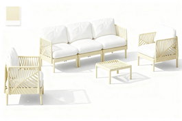 DKD Home Decor Sillón de Jardín y Terraza Crema 4 Piezas, PP y Poliéster, 222 x 74 x 70 cm, Altura Asiento 35 cm, Desmontable