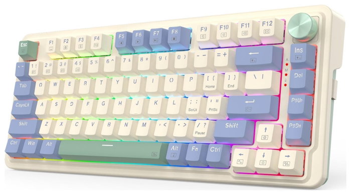Redragon K673CPG-RGB-PRO UCAL PRO Teclado Mecánico Inalámbrico USB 84 Teclas RGB Blanco Distribución Polaca