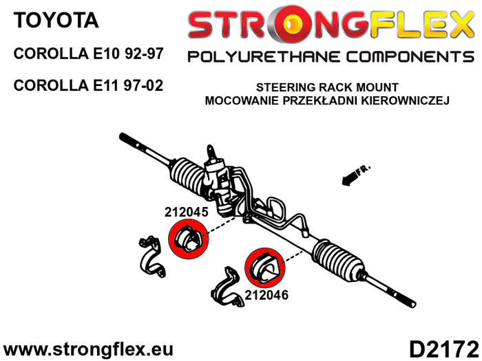 StrongFlex 216285A Kit completo de silentblocks de suspensión SPORT para Toyota Corolla VII (92-97) y VIII (97-02)