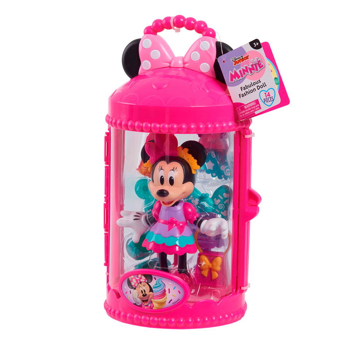 Just Play Muñeca Fashion Minnie Mouse Maletín Rosa 89992 con Vestidos y Accesorios de Disney, +3 Años