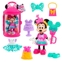Just Play Muñeca Fashion Minnie Mouse Maletín Rosa 89992 con Vestidos y Accesorios de Disney, +3 Años