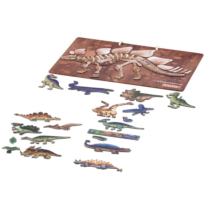 MIEREDU ME098SP Puzle Magnético Dinosaurios con Imanes y Fósil Educativo para Niños +3 Años