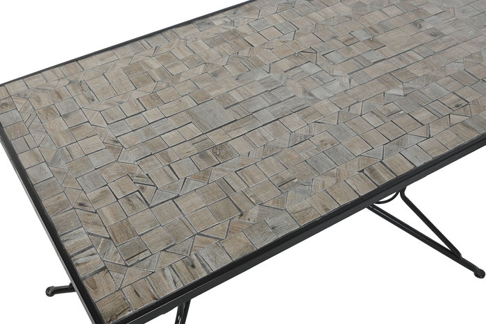 DKD Home Decor Mesa Comedor Terraza Y Jardin Stones Multicolor Negro 70x75.5x140 cm