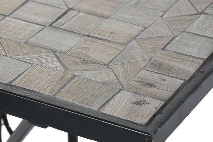 DKD Home Decor Mesa Comedor Terraza Y Jardin Stones Multicolor Negro 70x75.5x140 cm