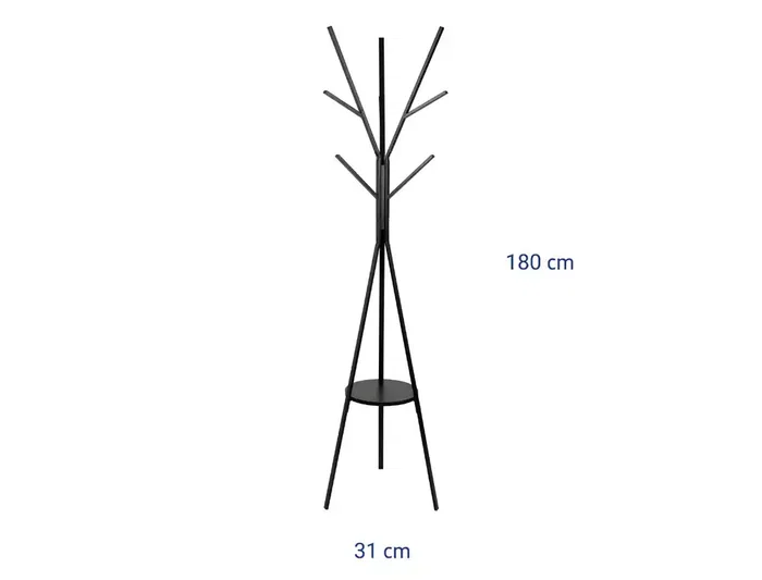 Maul Perchero Avalon Pie 9 Colgadores Negro 1800x310 mm