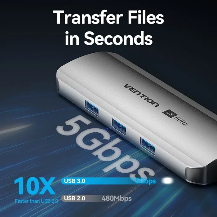 Vention Docking Station TQLHB 9 en 1 USB-C Gris