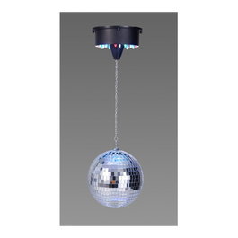 Basics Bola Disco Giratoria Ø15 cm con Luces LED, Material ABS y Vidrio, Funciona con 3 Pilas AA