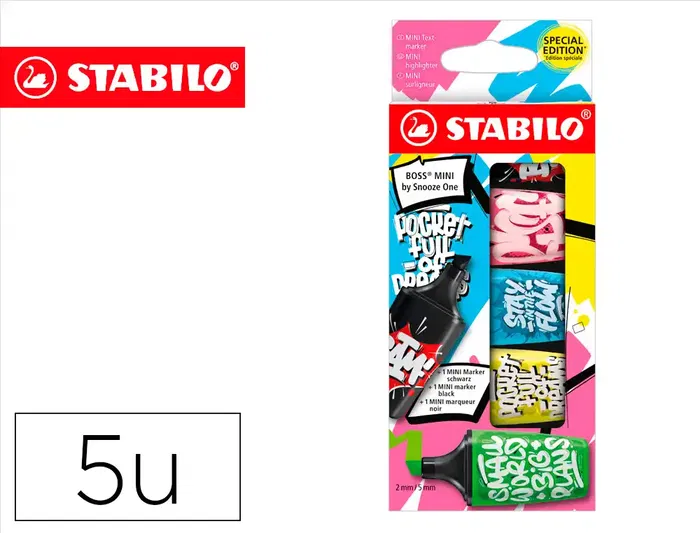 Stabilo Rotulador Boss Mini Fluorescente Estuche 5 Unidades Colores Surtidos Trazo 2/5 mm Stabilo Rotulador Boss Mini Fluorescente Estuche 5 Unidades Colores Surtidos Trazo 2/5 mm