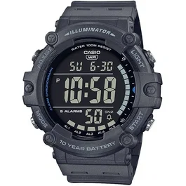 Casio Reloj Deportivo Multifunción Gris Cronómetro Temporizador Calendario LED Resina 10 Bares
