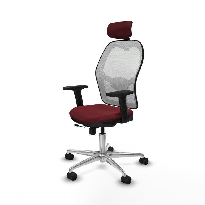 PIQUERAS Y CRESPO Silla de oficina Jorquera con mecanismo Sincro/Traslack, Similpiel Granate y Malla Blanca PIQUERAS Y CRESPO Silla de oficina Jorquera con mecanismo Sincro/Traslack, Similpiel Granate y Malla Blanca