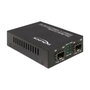 DeLOCK 86203 Media Converter, SFP a SFP, 1000Base-X, Gigabit Ethernet, 1000 Mbit/s, Negro, Caja Metálica, Con Adaptador