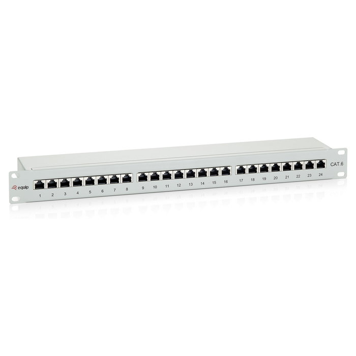 Equip Patch Panel de 24 Puertos Cat 6 F/UTP - Apantallado, Color Gris Claro Equip Patch Panel de 24 Puertos Cat 6 F/UTP - Apantallado, Color Gris Claro