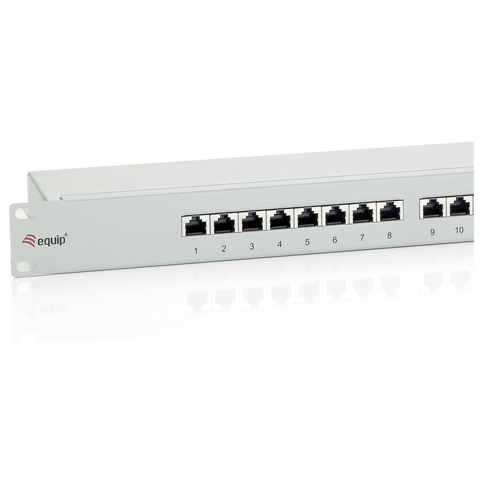 Equip Patch Panel de 24 Puertos Cat 6 F/UTP - Apantallado, Color Gris Claro Equip Patch Panel de 24 Puertos Cat 6 F/UTP - Apantallado, Color Gris Claro