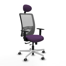 PIQUERAS Y CRESPO Silla de oficina Zulema con mecanismo Sincro/Traslack, Tela Morada y Malla Gris