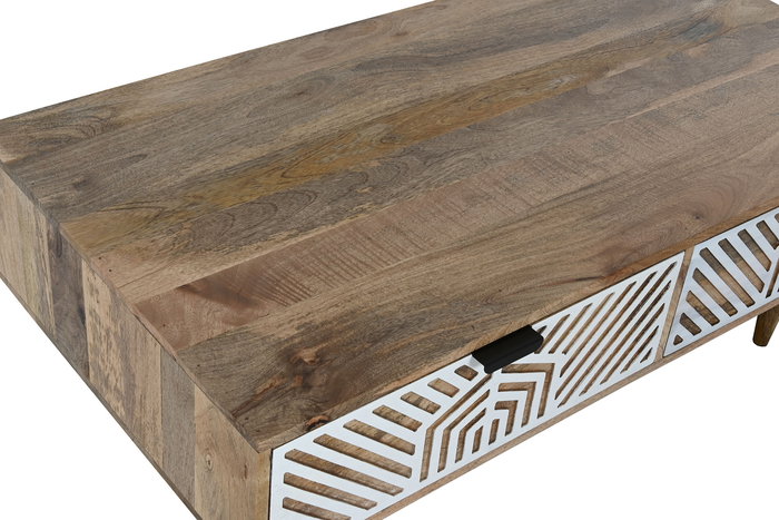 DKD Home Decor Mesa Centro Indio Blanco Natural 60x40x115 cm