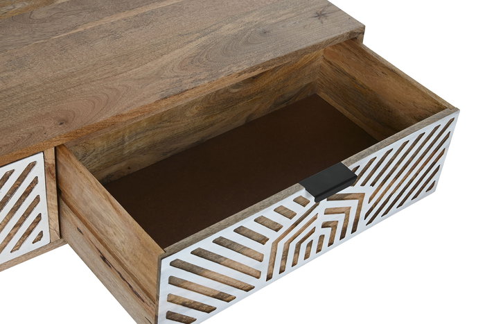 DKD Home Decor Mesa Centro Indio Blanco Natural 60x40x115 cm