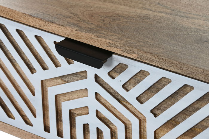 DKD Home Decor Mesa Centro Indio Blanco Natural 60x40x115 cm