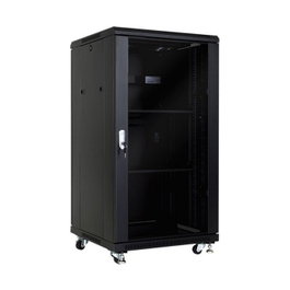 MicroConnect Armario Rack 18U 600x600mm Negro para Electrónica Redes Voz y Datos con Puerta de Cristal Templado y Ruedas