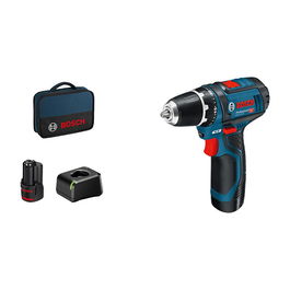 Bosch GSR 12V-15 Vorteils-Set Taladro Atornillador Inalámbrico 12V Li-Ion, 2 Velocidades (0-400/1300 RPM), Par 30 Nm, Incluye Batería y Cargador
