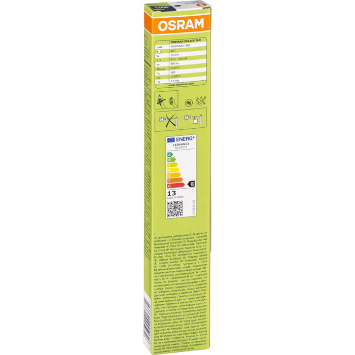 Osram DULUX S/E Lámpara de bajo consumo 11W 827 2G7 FS1