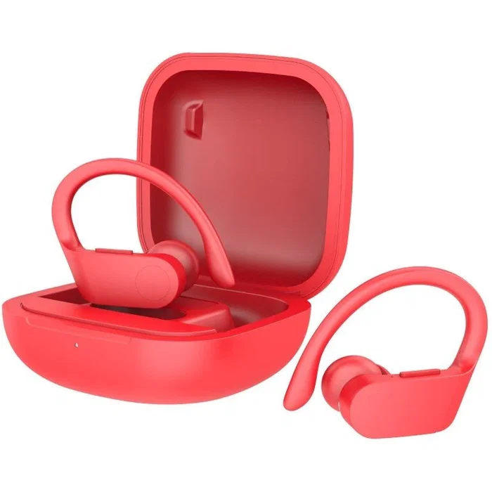 Daewoo DW2025 Auriculares Deportivos Inalámbricos Bluetooth 5.0 con Estuche de Carga, Autonomía Hasta 20h, Rojo