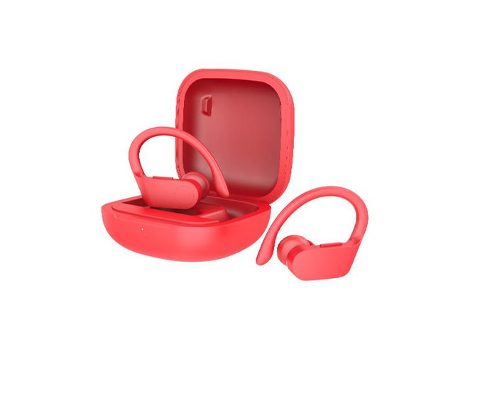 Daewoo Auriculares Deportivos Inalámbricos TWS, Indicador LED, Bluetooth 5.0, 30mAh/300mAh, Tipo-C, Color Rojo