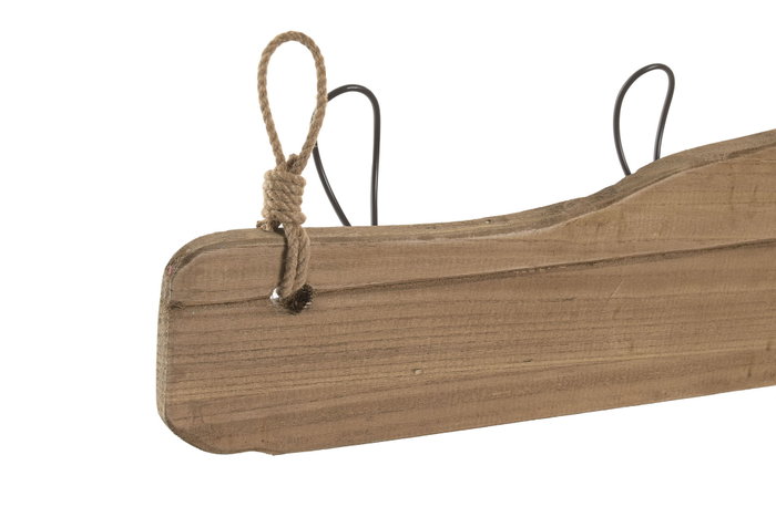 DKD Home Decor Perchero Paulownia y Metal Natural 91x23x12 cm