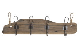DKD Home Decor Perchero Paulownia y Metal Natural 91x23x12 cm