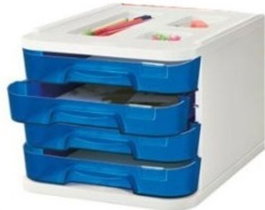 FAIBO Fichero de sobremesa con 4 cajones, Azul