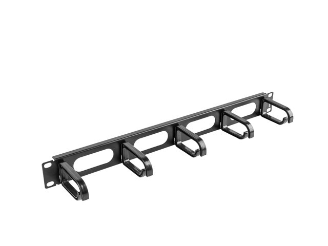 Lanberg AK-1205-B Organizador de cables 1U con 5 soportes plegables Negro