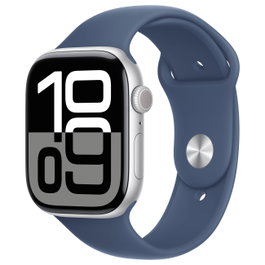 Apple Watch Series 10 GPS 46mm Aluminio Plata con Correa Deportiva Denim M/L