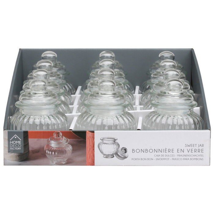 Home Deco Factory Bombonera de Cristal - Diámetro 10 cm, Altura 12 cm