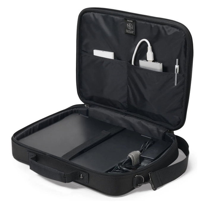 Dicota TWO Maletín Clamshell para Portátil 13-14" Negro - D3250201, Poliéster Reciclado, Compatibilidad Universal