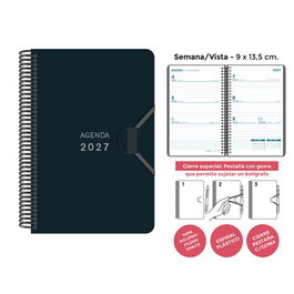 SENFORT Agenda Anual 2027 Mini Espiral Negro
