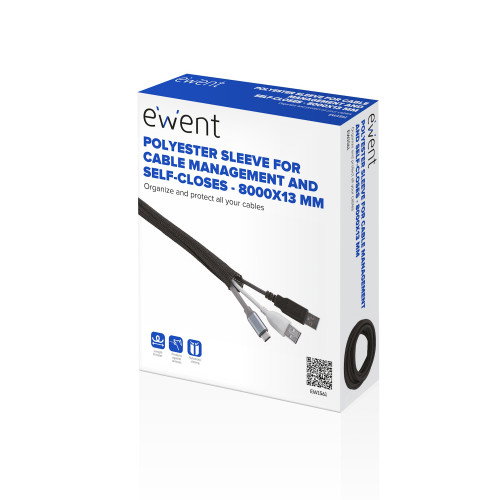 Ewent Manguito de Poliéster con Autocierre 8000x13 mm Negro