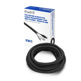 Ewent EW1561 Manguito de Polyester con Autocierre para Gestión de Cables - Rollo de 8000x13 mm - Protección y Organización
