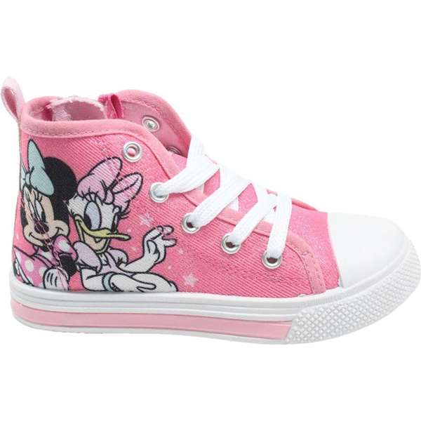 Cerdá t028 Zapatilla alta de loneta con luces diseño Minnie Mouse, suela PVC, color Rosa, Talla 28 para niña